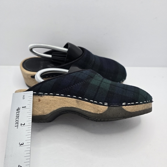 Vintage | Bohemian navy green plaid CottageCore platform clogs shoes | WMS 5.5 - Picture 5 of 14